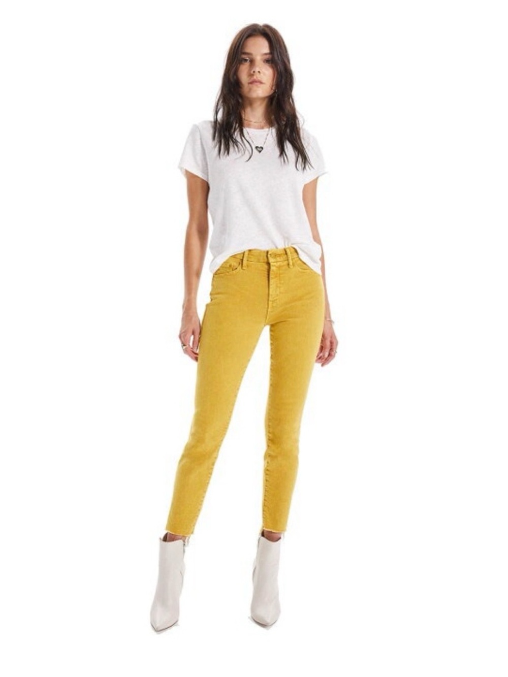 MOTHER The Looker Ankle Snippet in Mineral Yellow